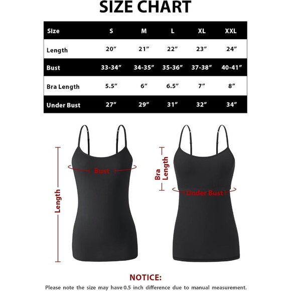 Women's Cotton Camisole 3 Pack with Built-in Shelf Bra Adjustable Straps - Picture 5 of 5